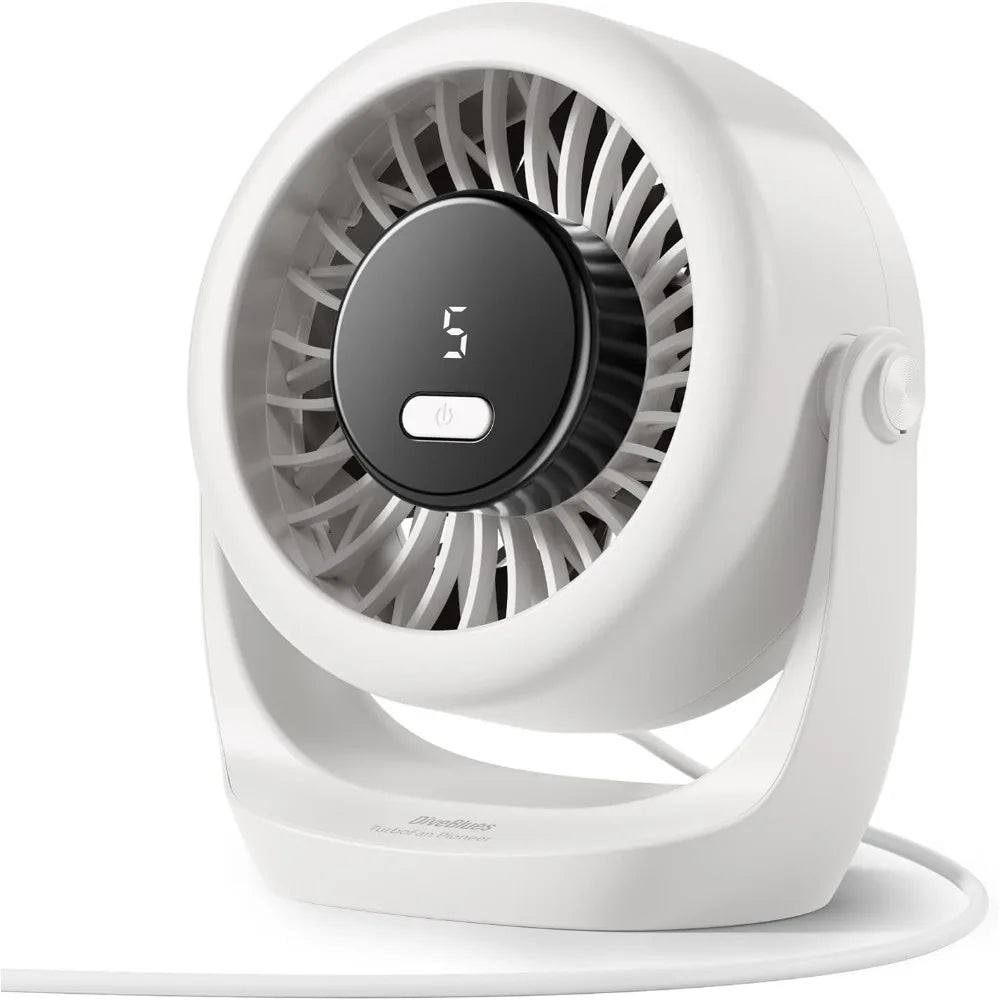 USB Desk Turbo Fan, Ultra-Quiet Mini Desk Fan, Powerful Wind, LED Display, 5 Speed, 360° Rotating Small Portable Fan for Home, Office and Outdoor Cool Tech Gadgets