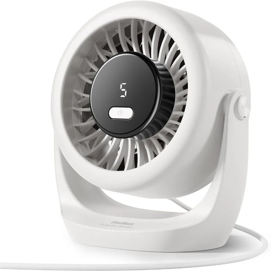 USB Desk Turbo Fan, Ultra-Quiet Mini Desk Fan, Powerful Wind, LED Display, 5 Speed, 360° Rotating Small Portable Fan for Home, Office and Outdoor Cool Tech Gadgets