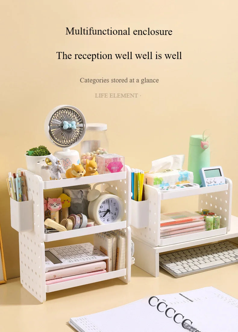 Multi-functional 3-tier Desktop Organizer, Desktop Shelf, Hole Board