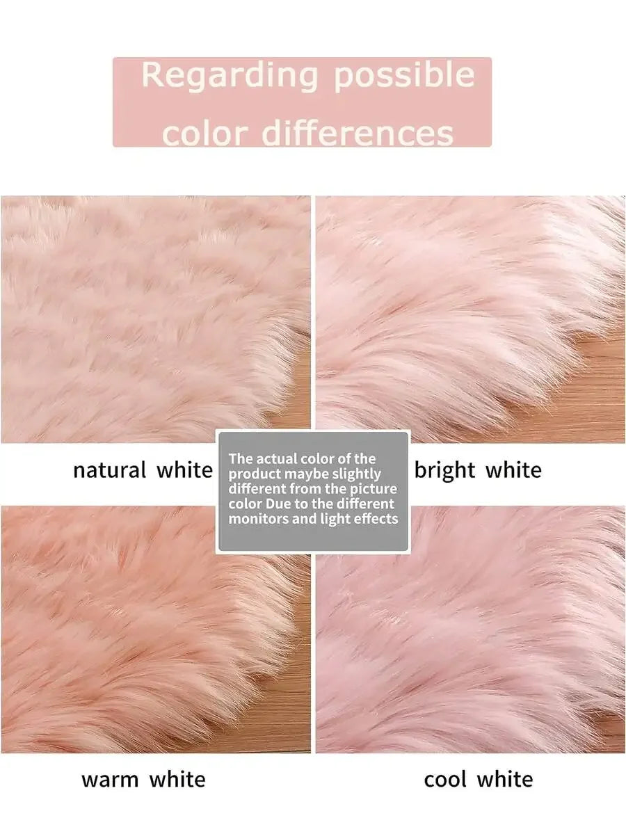 1PC Soft Faux Fur Rug White Fluffy Area Rug For Living Room