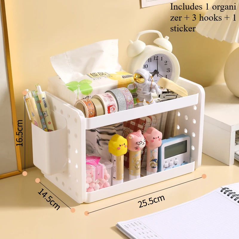 Multi-functional 3-tier Desktop Organizer, Desktop Shelf, Hole Board