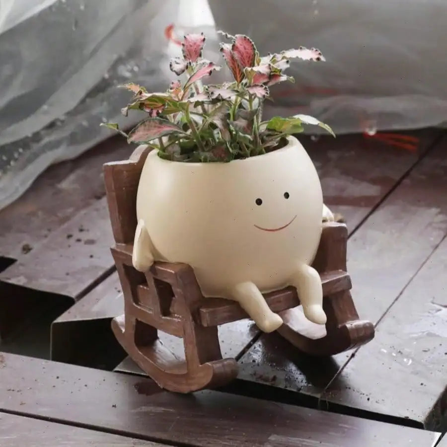 Charming Face Planter Pots, Cute Head Chair Shaped Succulent Planter