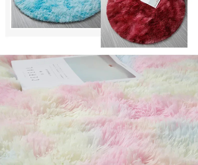 Ultra Soft Plush Round Rug Mat - Fluffy White Carpet for Living Room