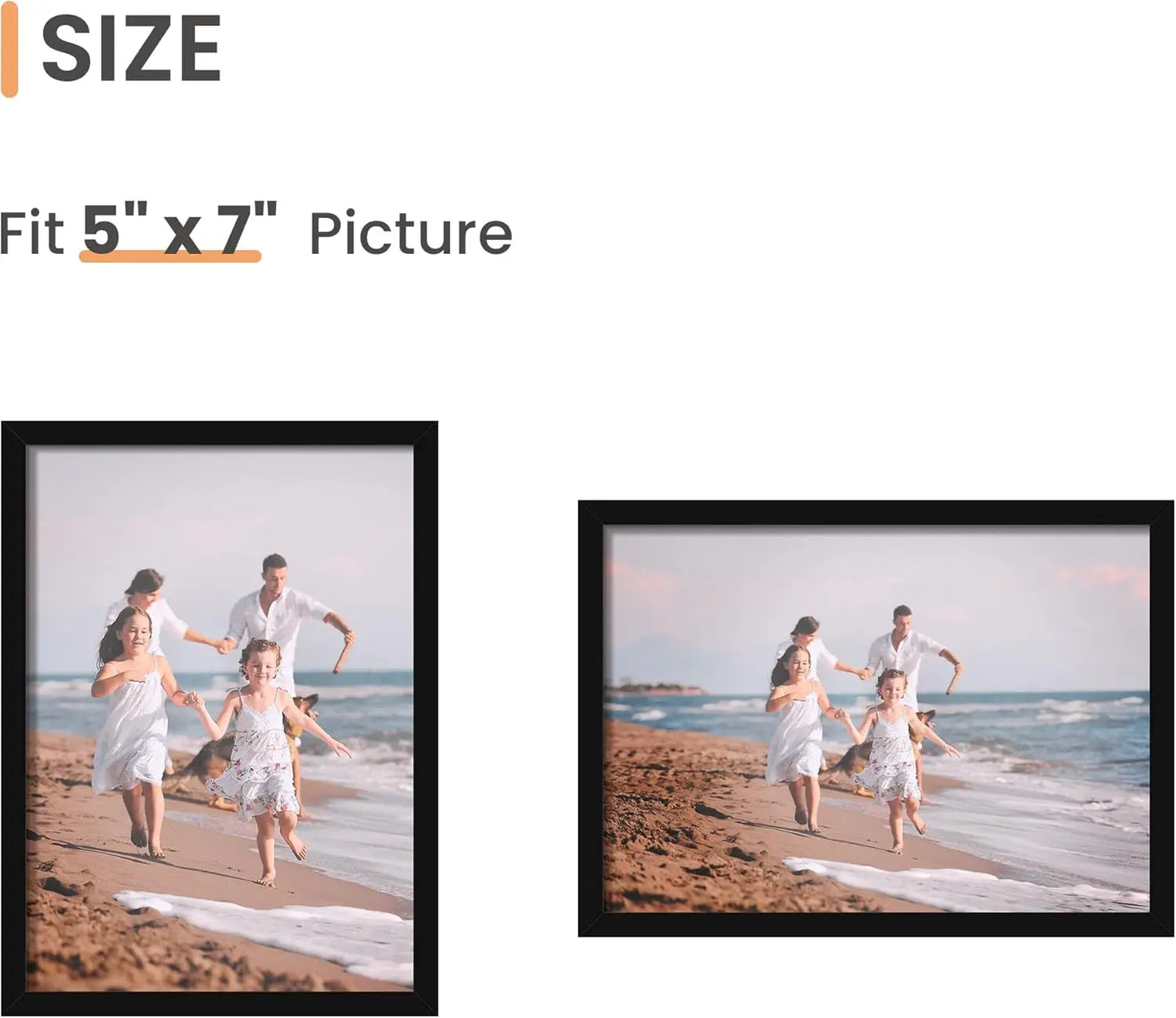 5x7 Picture Frame Set of 3, Made of High Definition Glass for 5 X 7 Black Frames, Wall and Tabletop Display Thin Border Photo Frame for Home Décor
