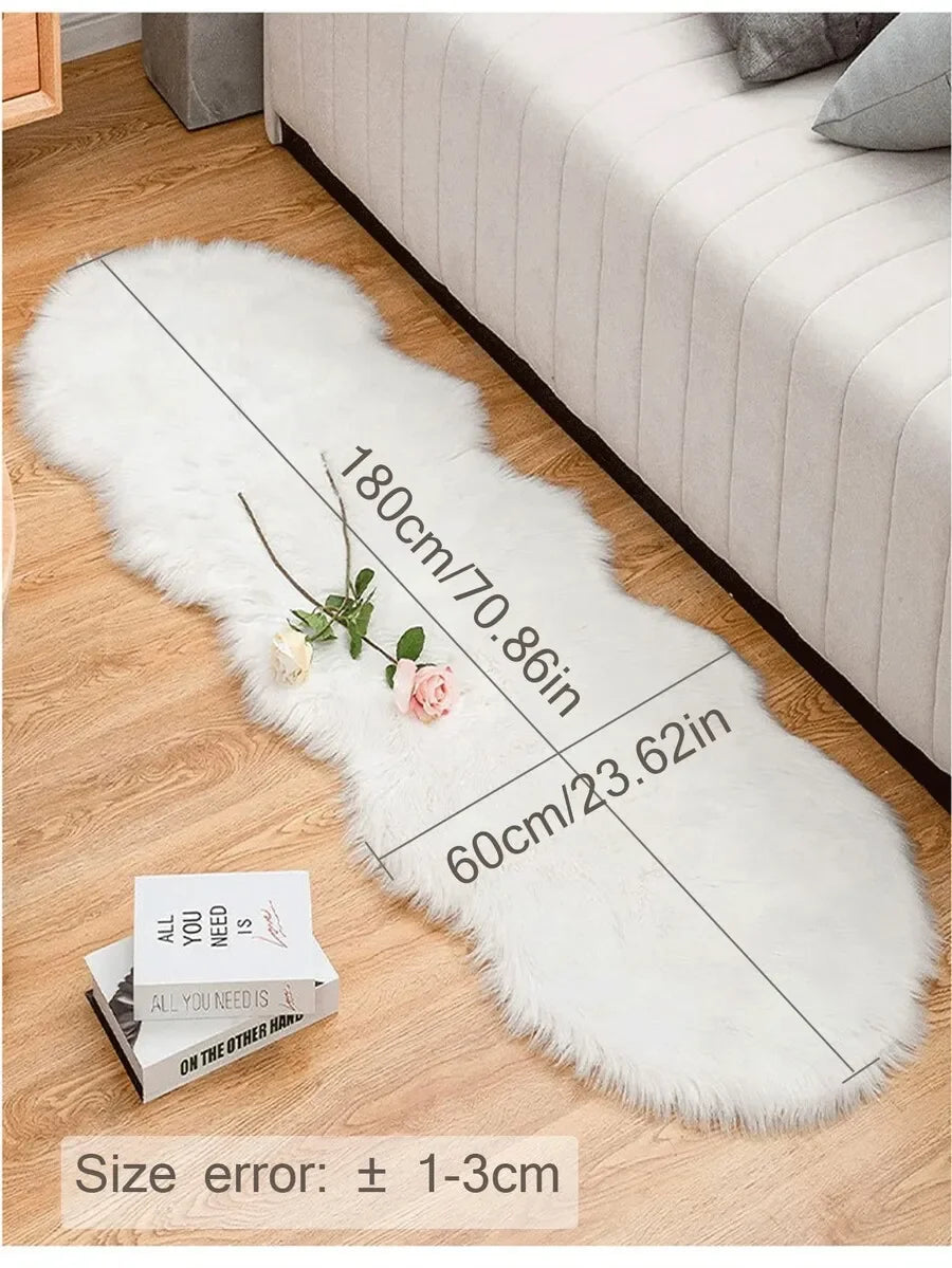 1PC Soft Faux Fur Rug White Fluffy Area Rug For Living Room