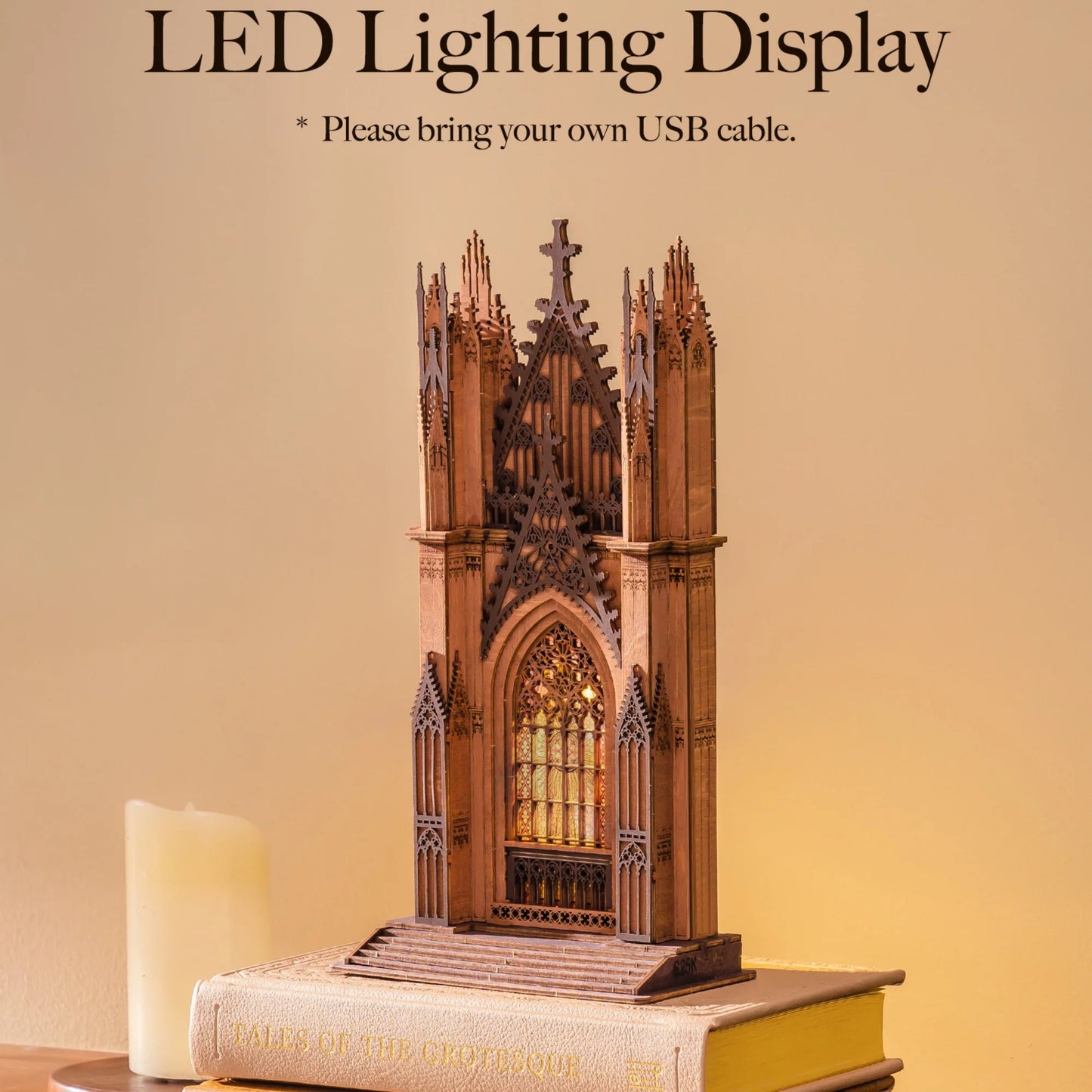 Rolife Wooden 3D Puzzle Twin-Tower Cathedral Model Building Kit