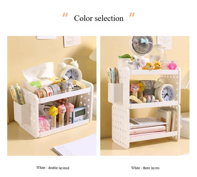 Multi-functional 3-tier Desktop Organizer, Desktop Shelf, Hole Board