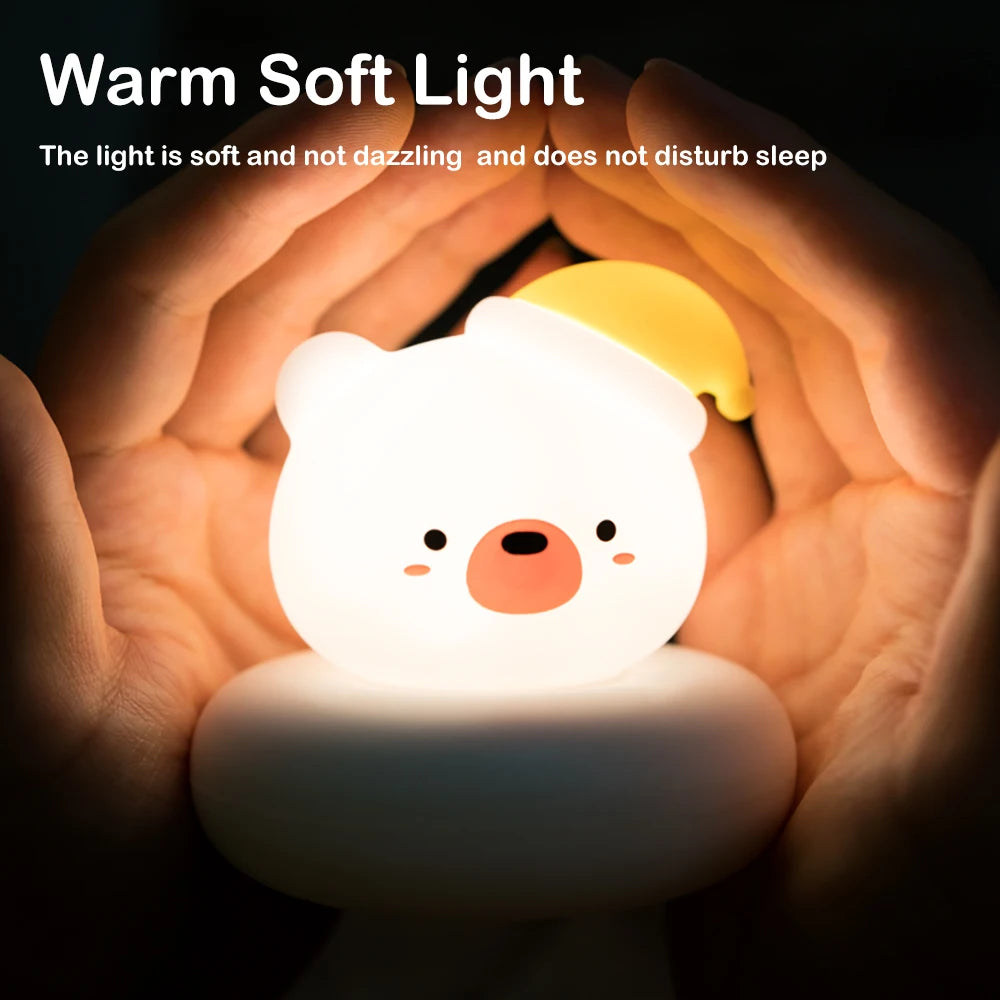 LED Nursery Cat Night Light 3 Levels Dimmable Bedroom Nightlight
