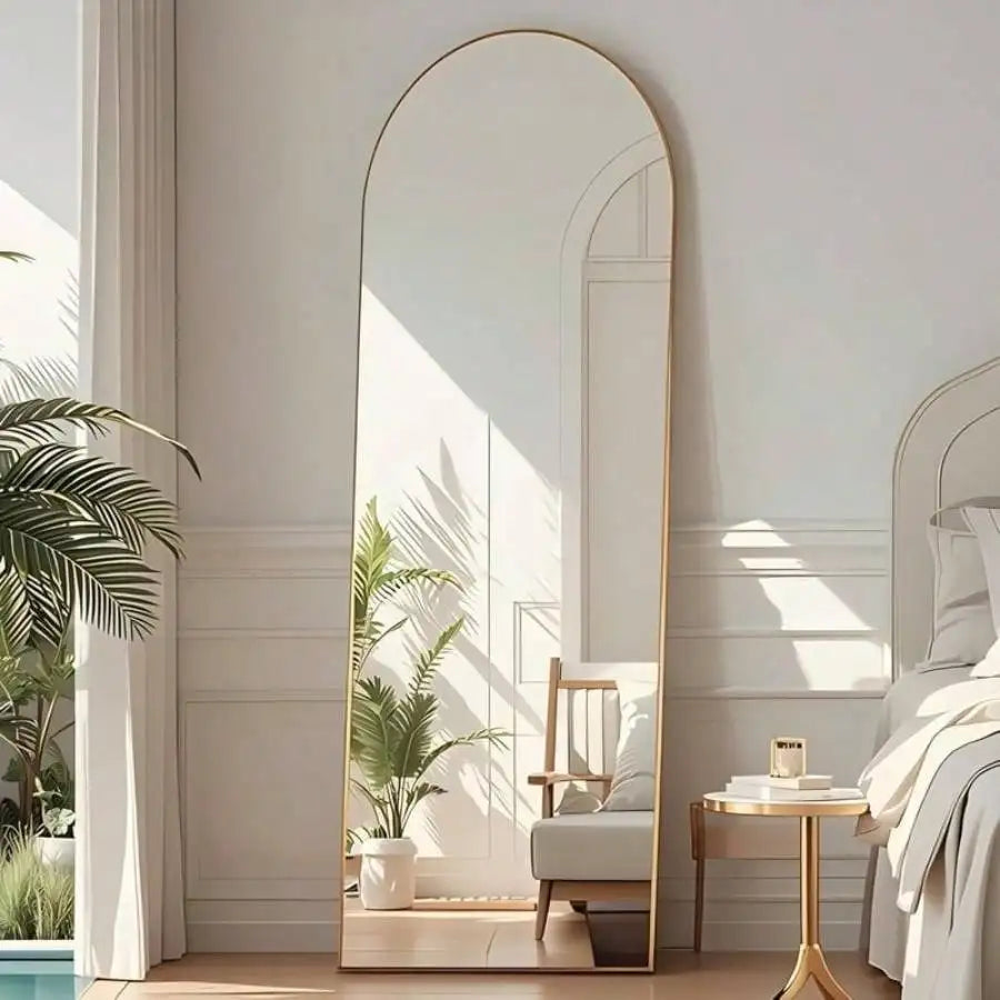 Arched Full Length Mirror Floor Mirror Wall Mounted Gold