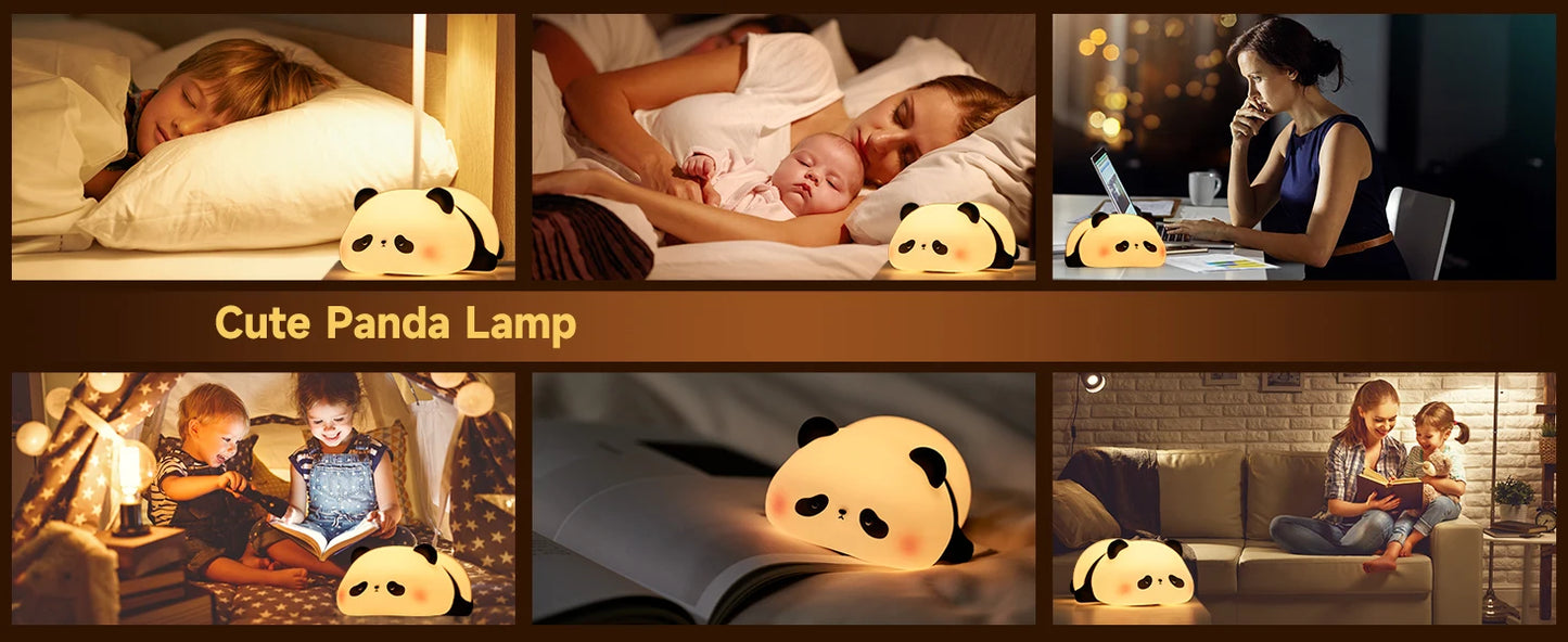 Panda Night Light Sleep Aid, 5.1 IN Soft Silicone, 3 Brightness & 30-Min Auto Off