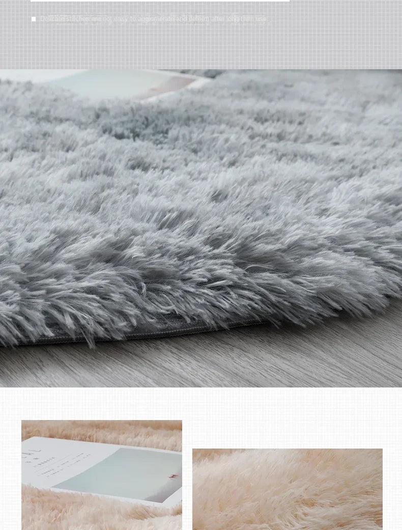 Ultra Soft Plush Round Rug Mat - Fluffy White Carpet for Living Room