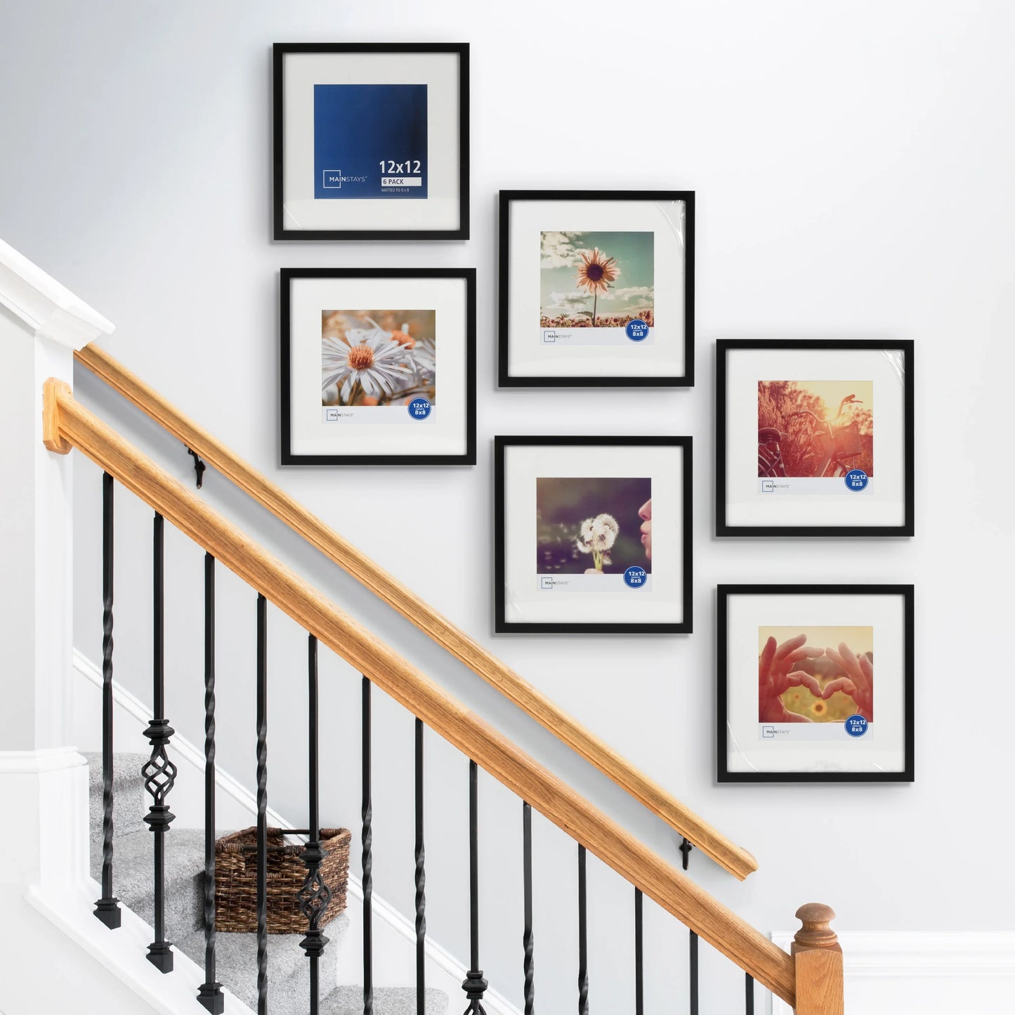 8x8 inch black matted picture frames set of six ideal for gallery wall photo displays