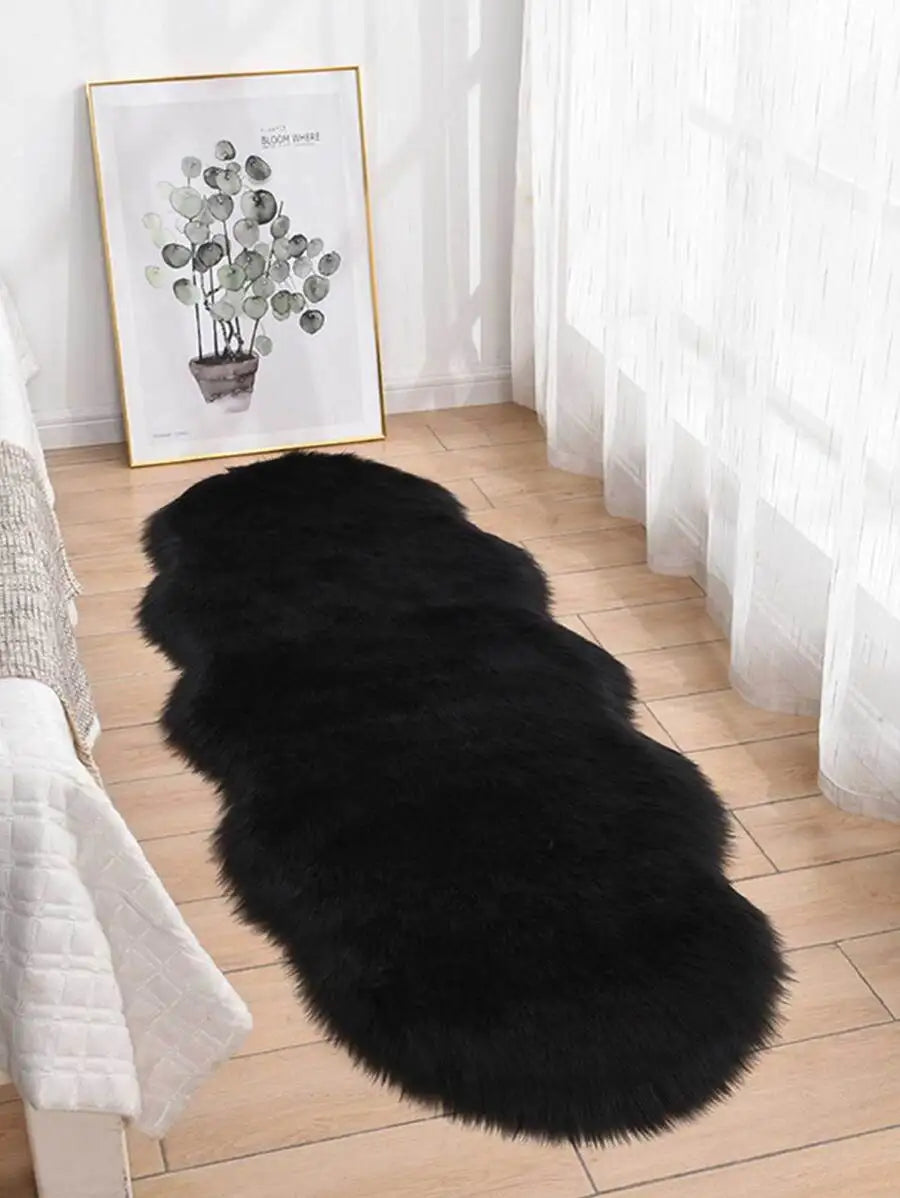 1PC Soft Faux Fur Rug White Fluffy Area Rug For Living Room