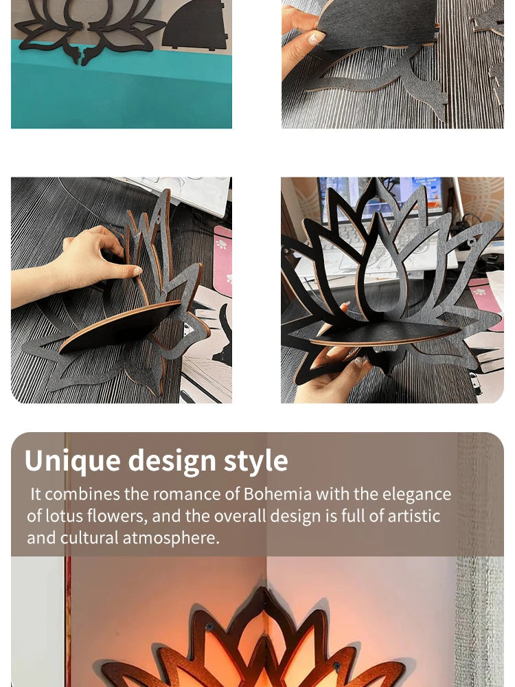 Wooden Lotus Hollow Decorative Rack Aromatherapy Organiser