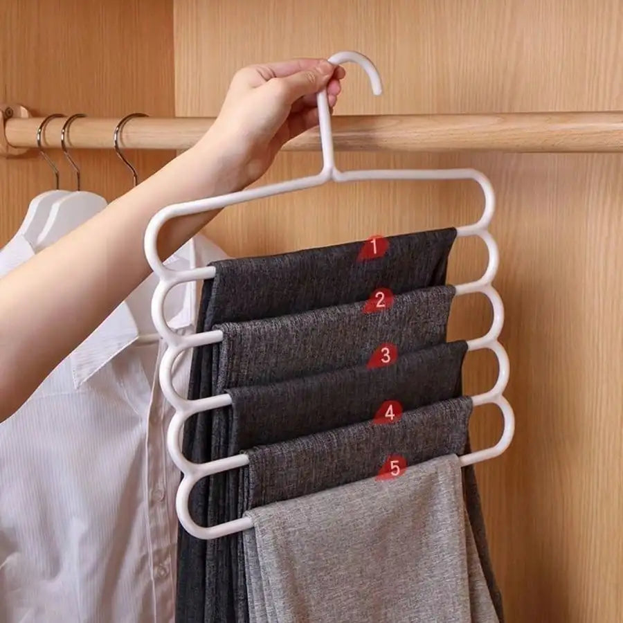 5/10pcs Home Use Space Saving Clothes Hanger,Multi-Function Closet Organizers And Storage,Non Slip Plastic Multi-Layer Clothing Rack,Suitable For Storing Pants Jeans Scarf Dorm Room Essentials For College Students