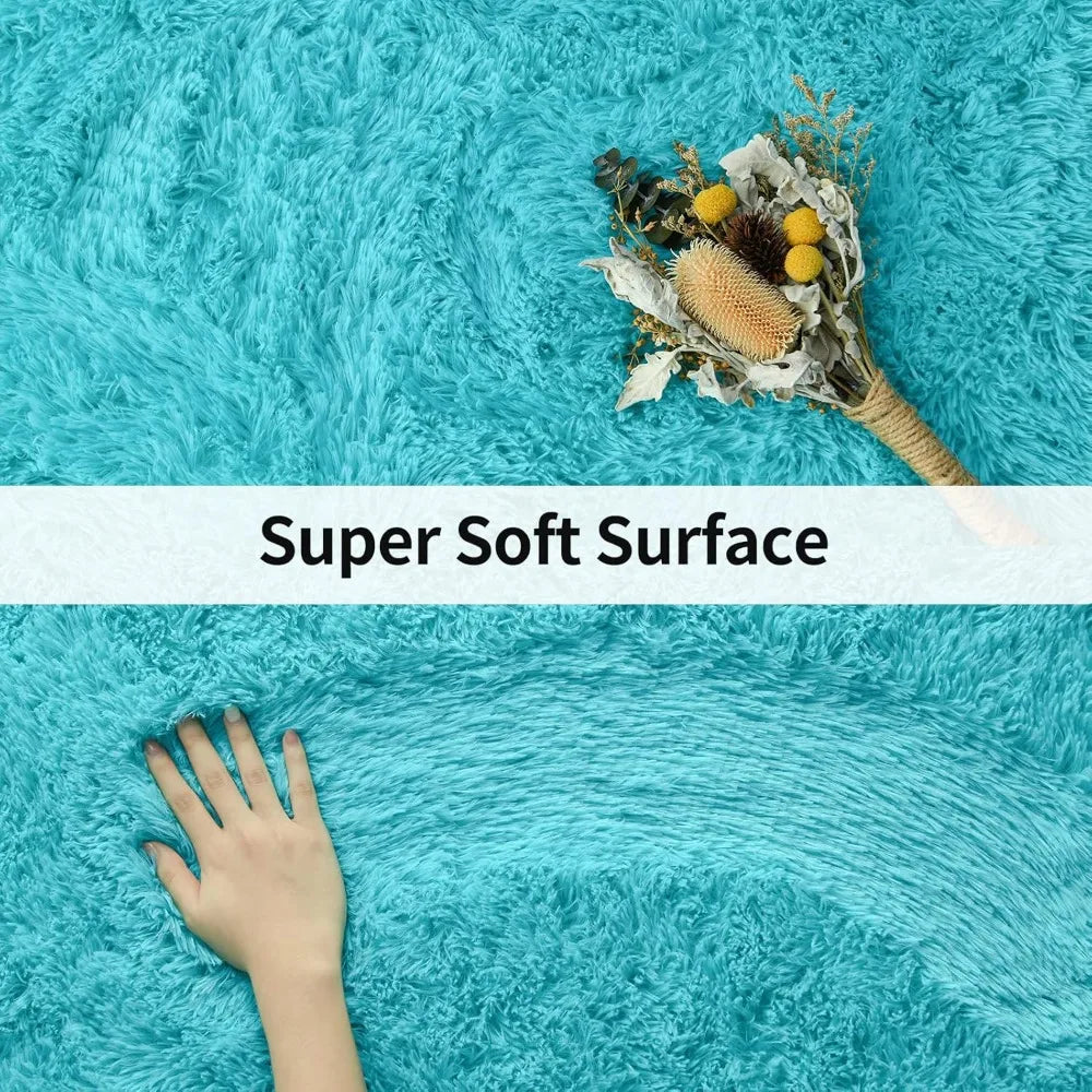 Soft Modern Indoor Shaggy Area Rug for Bedroom Livingroom Dorm  Home Decorative,Floor Carpet 2x3 Feet,Teal