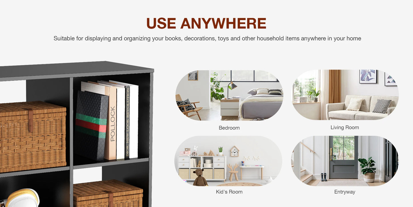 JHK 9 Cube Storage Organizer Wooden Shelf Bookcase Open Bookshelf for Living Room and Home Office Display Storage Bookcase