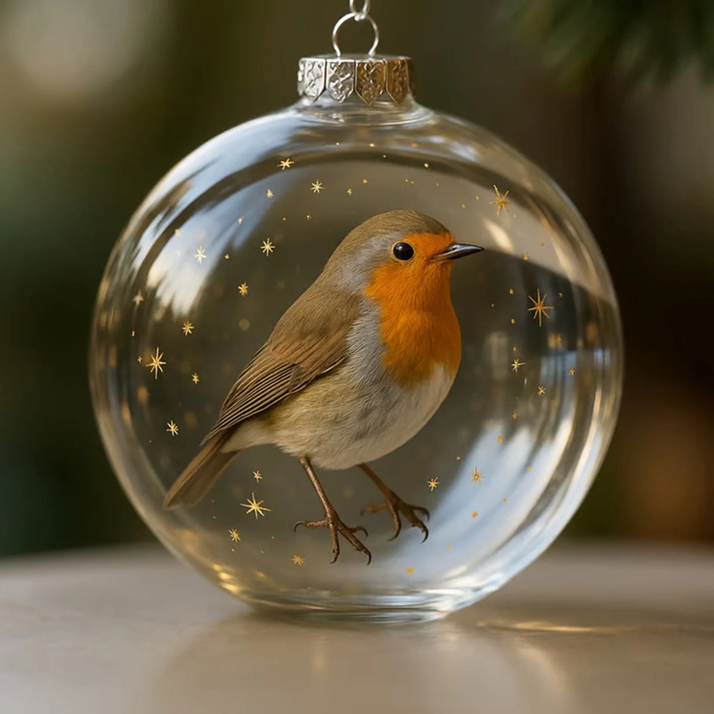 Nature's Birds Crystal Glass Ornament Set Clear Christmas Balls Xmas Tree Hanging Pendant for Holiday Christmas Party Home Decor