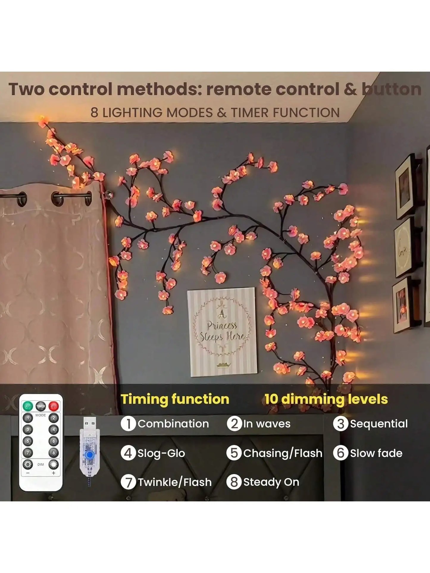 DIY Cherry LED Tree Branch Lights for Wall