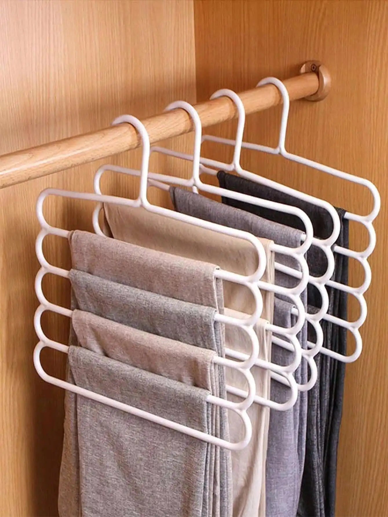 5/10pcs Home Use Space Saving Clothes Hanger,Multi-Function Closet Organizers And Storage,Non Slip Plastic Multi-Layer Clothing Rack,Suitable For Storing Pants Jeans Scarf Dorm Room Essentials For College Students