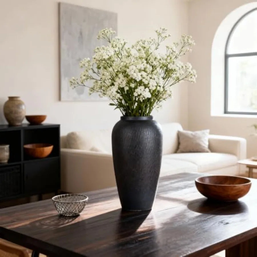Rustic Ceramic Vase 13.8" Large Ceramic Vase for Home Decor, Modern Terracotta Floor Vase for Living Room, Entryway, Kitchen, V