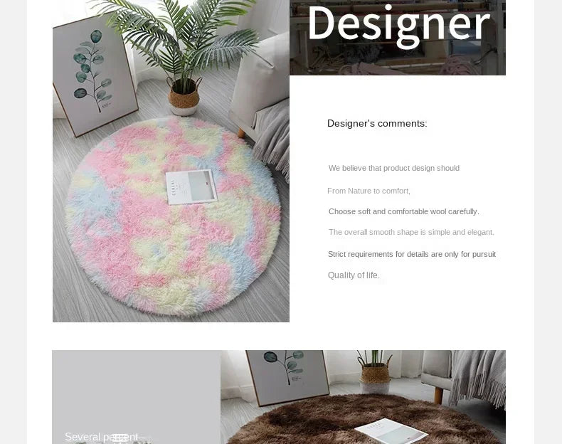 Ultra Soft Plush Round Rug Mat - Fluffy White Carpet for Living Room