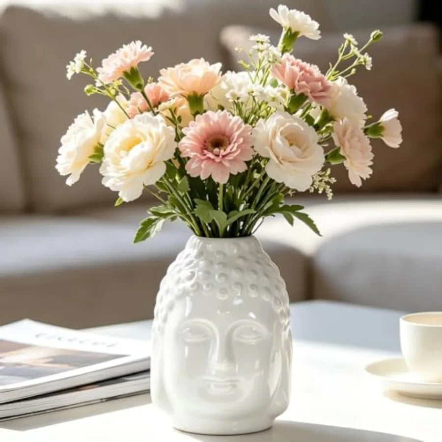 Ceramic Flower Vase Home Decor Farmhouse Rustic Vase Decorative Table Large Terracotta Vases Living Room Mantle Fireplace Kitch