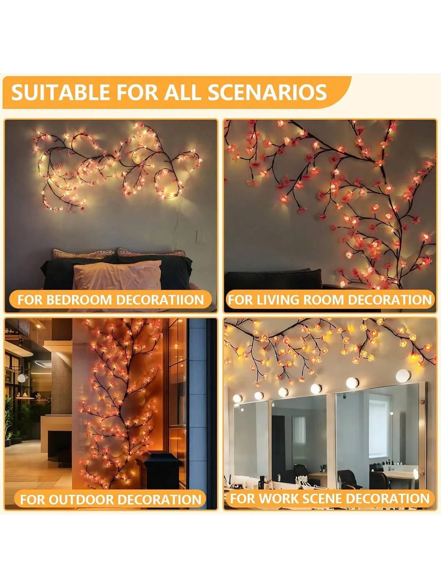 DIY Cherry LED Tree Branch Lights for Wall