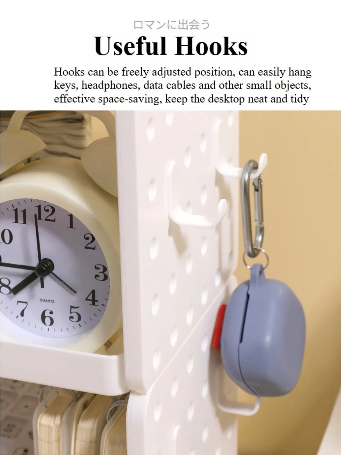 Multi-functional 3-tier Desktop Organizer, Desktop Shelf, Hole Board