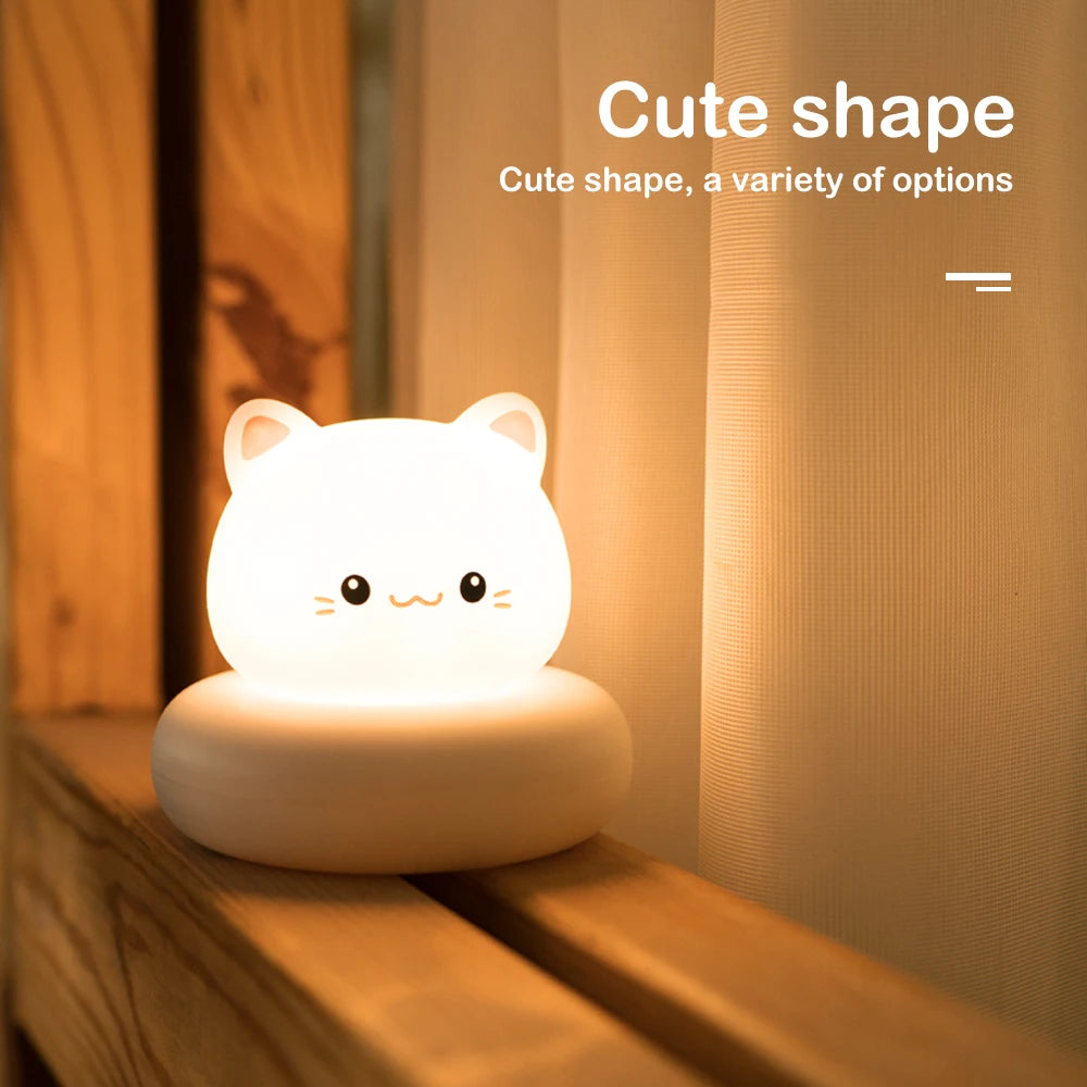 LED Nursery Cat Night Light 3 Levels Dimmable Bedroom Nightlight