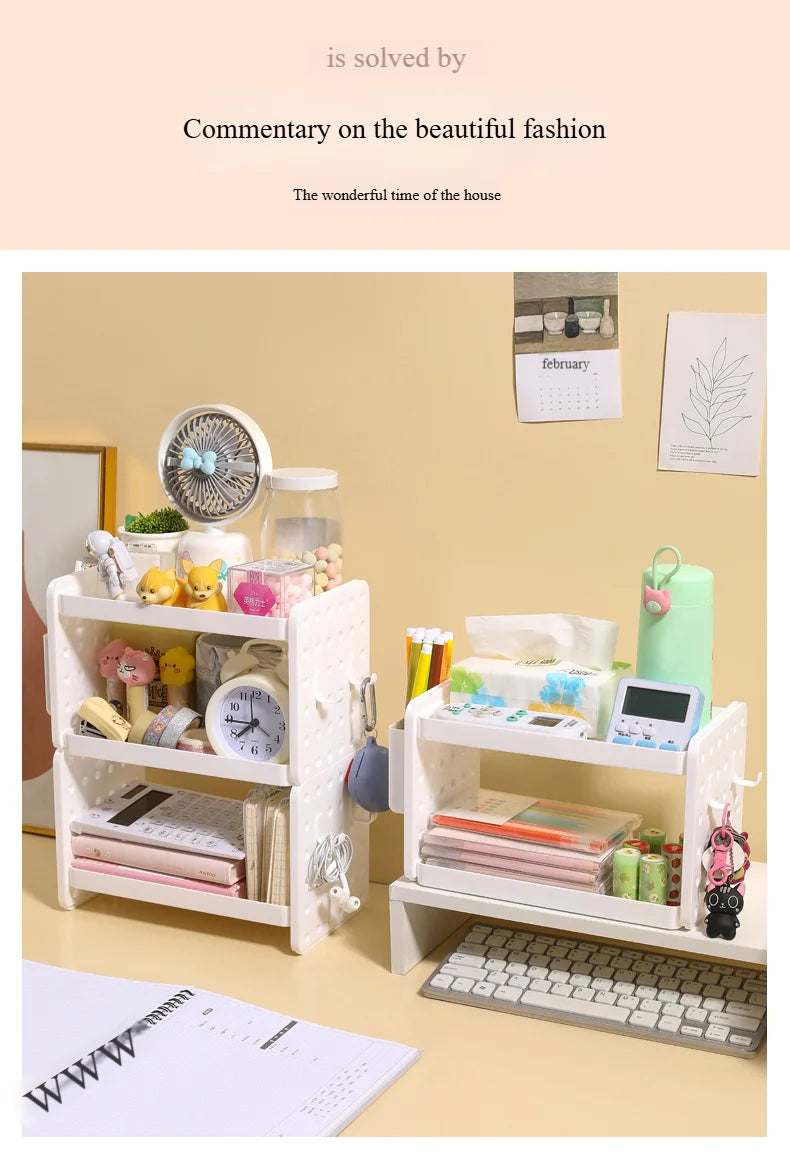 Multi-functional 3-tier Desktop Organizer, Desktop Shelf, Hole Board