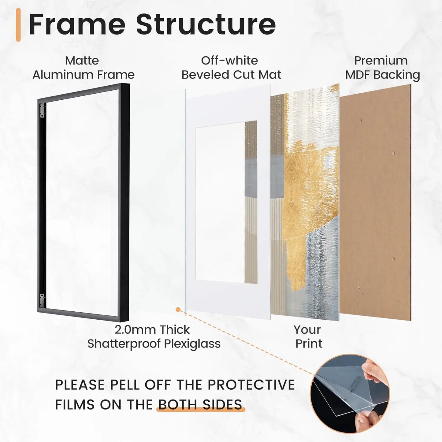 3pcs Modern Black Aluminum Picture Frames Set 30x40cm 40x60cm 50x70cm With Mat For Wall Art Canvas Print Poster Display, Minimalist Gallery Wall Frame For Living Room Bedroom Office Home Decor, Lightweight Easy Mounting Photo