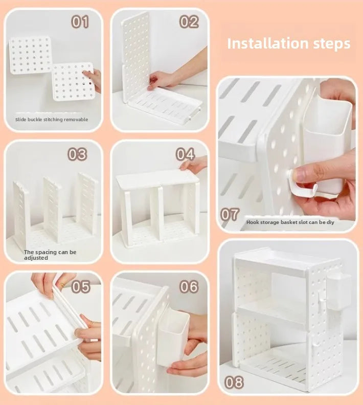 Multi-functional 3-tier Desktop Organizer, Desktop Shelf, Hole Board