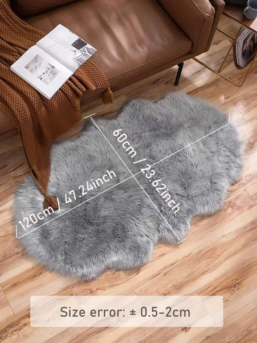 1PC Soft Faux Fur Rug White Fluffy Area Rug For Living Room