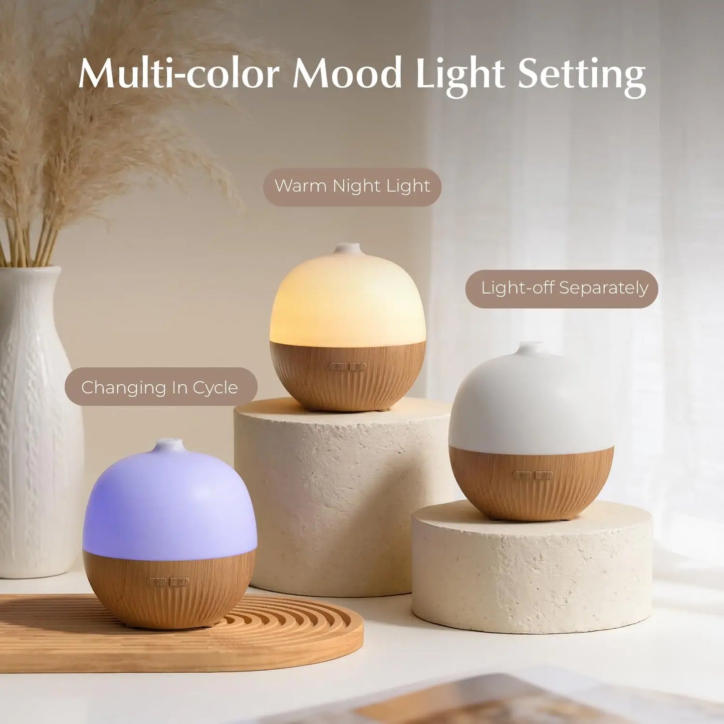 Essential Oil Diffuser, 100ml Small Aromatherapy Diffuser with Mood Light, Ultrasonic Oil Diffusers for Home, Mini Diffuser for Essential Oils, Gift for Women