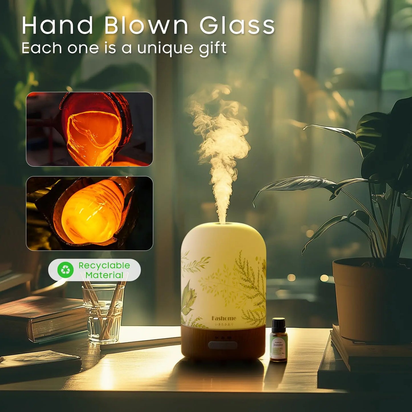 Essential Oil Diffuser, 100ML Ultrasonic Aromatherapy Fragrant Oil Vaporizer Humidifier