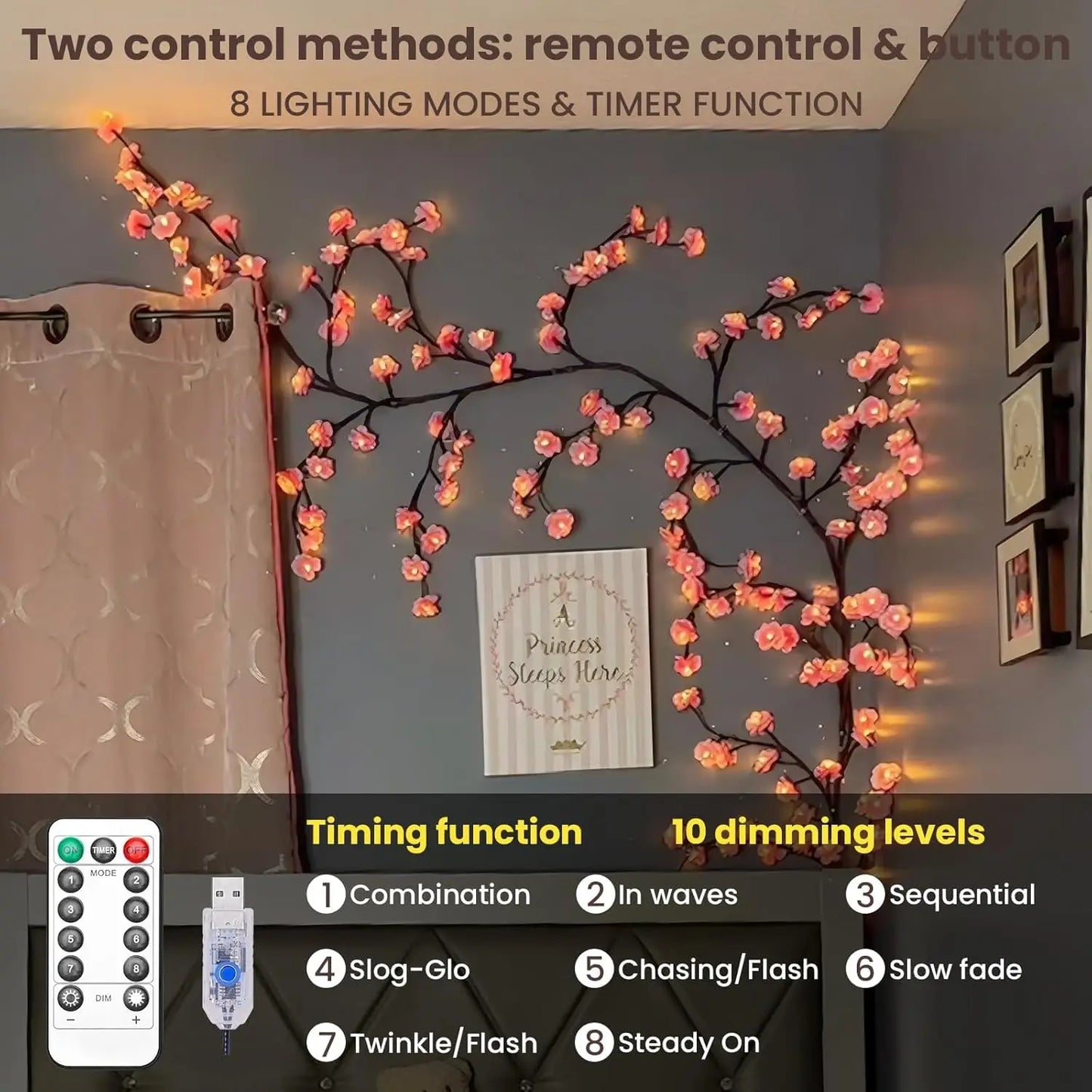 DIY Cherry LED Tree Branch Lights for Wall