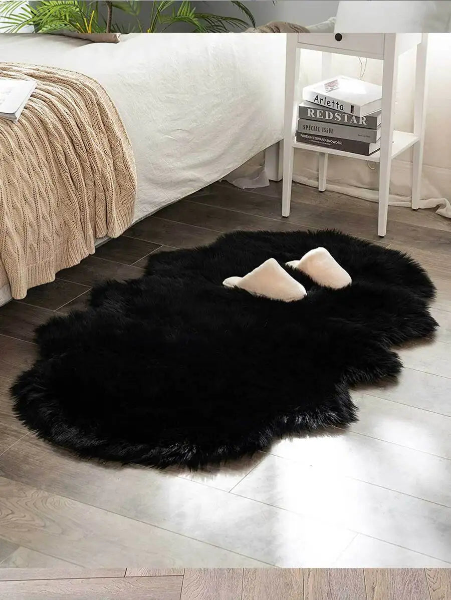 1PC Soft Faux Fur Rug White Fluffy Area Rug For Living Room