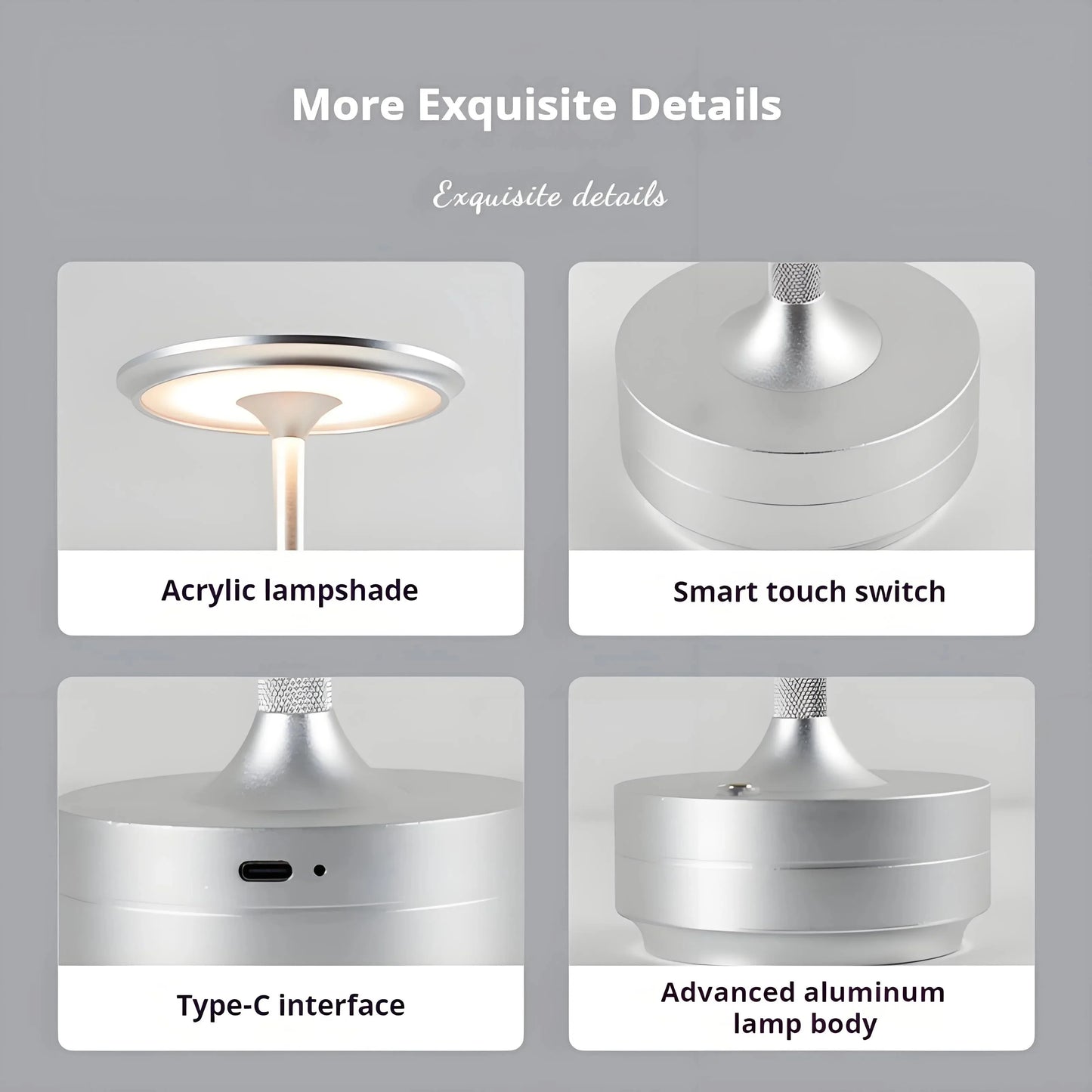2PCS Rechargeable Wireless Table Lamp LED Touch Sensor Desktop Night Light Reading Lamp for Hotel Bar Bedroom Decor Light