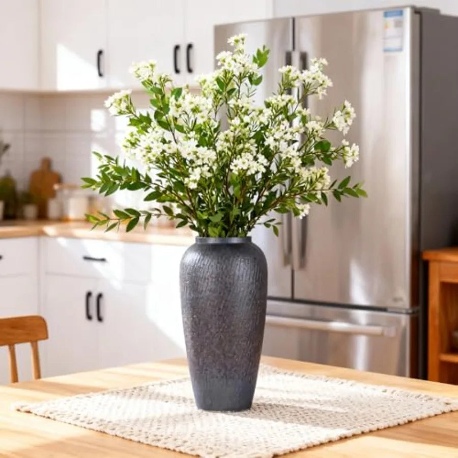 Rustic Ceramic Vase 13.8" Large Ceramic Vase for Home Decor, Modern Terracotta Floor Vase for Living Room, Entryway, Kitchen, V