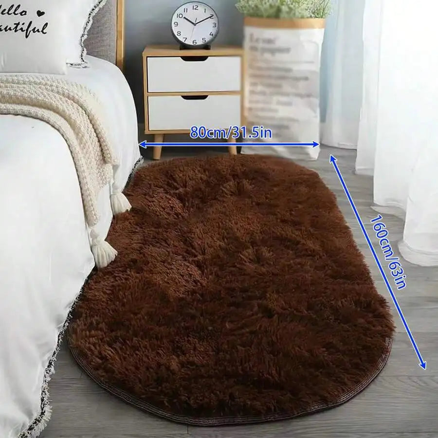 1pc Soft & Fluffy Oval Non-Slip Water-Resistant Carpet