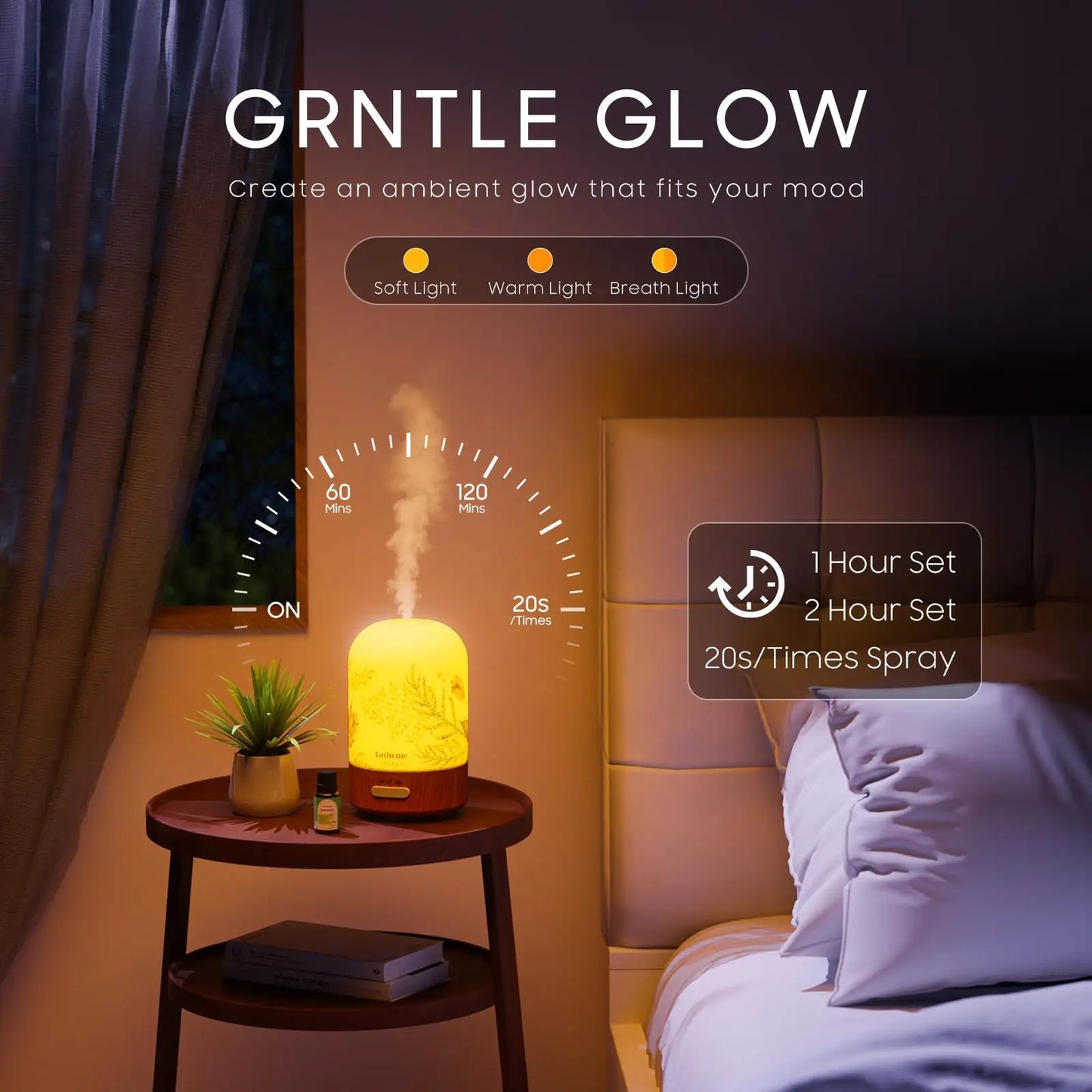 Essential Oil Diffuser, 100ML Ultrasonic Aromatherapy Fragrant Oil Vaporizer Humidifier