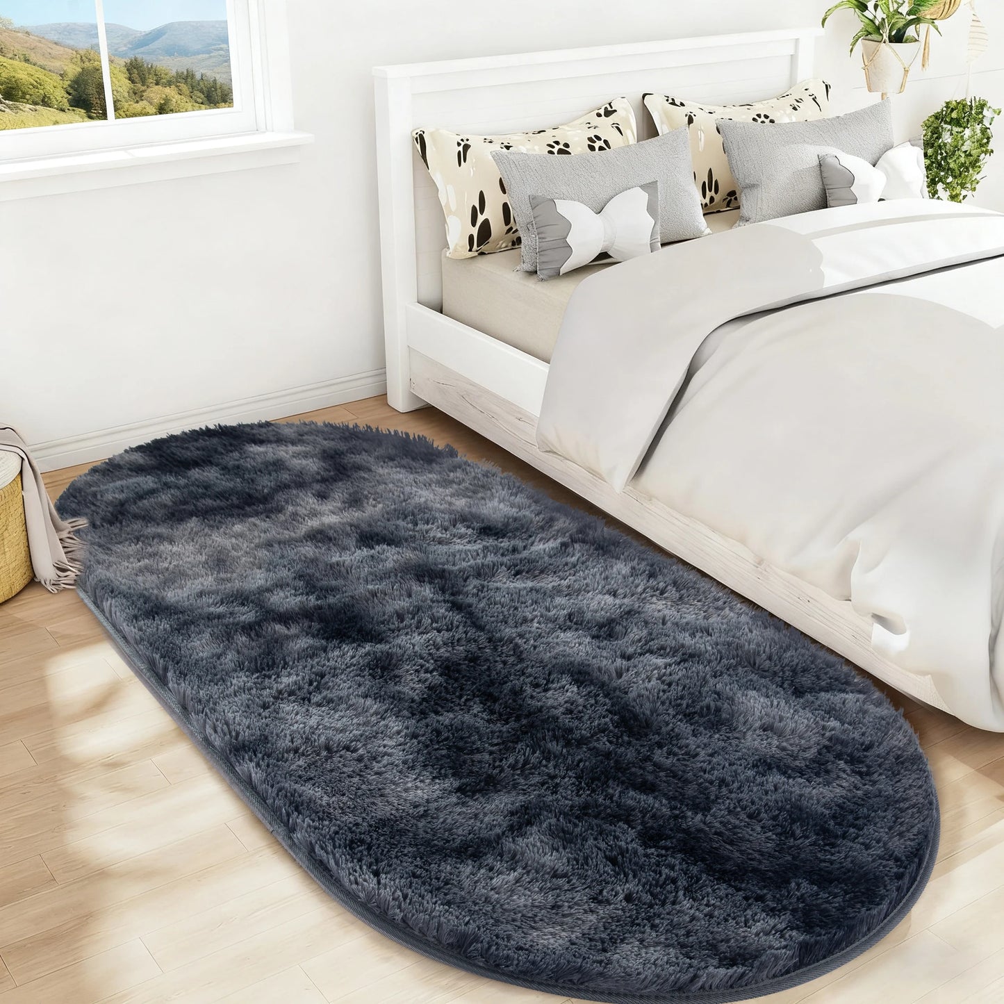 Fluffy Oval Rug Carpets for Living Room Home Decoration Warm Floor Mat