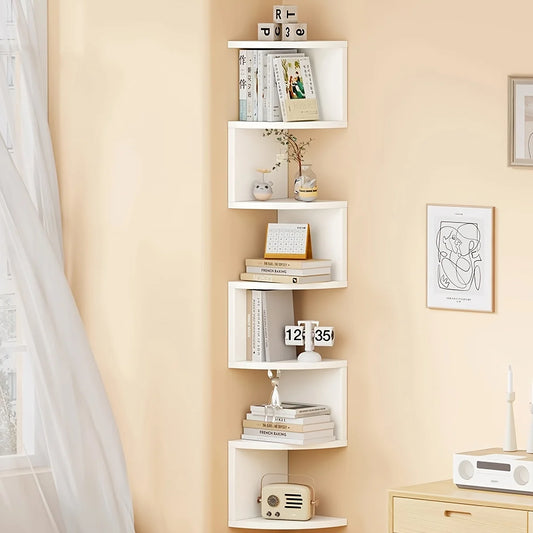 7-Tier Rustic Wall-Mounted Corner Shelf