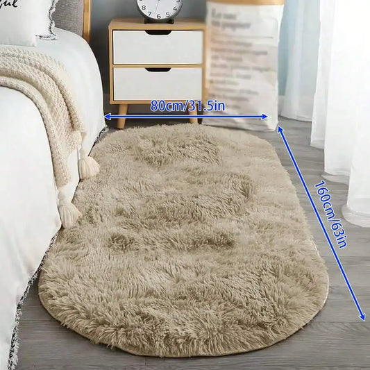1pc Soft & Fluffy Oval Non-Slip Water-Resistant Carpet