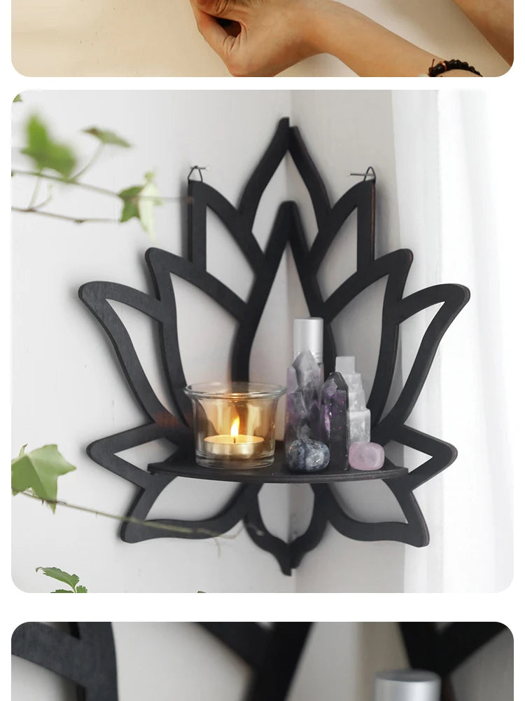 Wooden Lotus Hollow Decorative Rack Aromatherapy Organiser