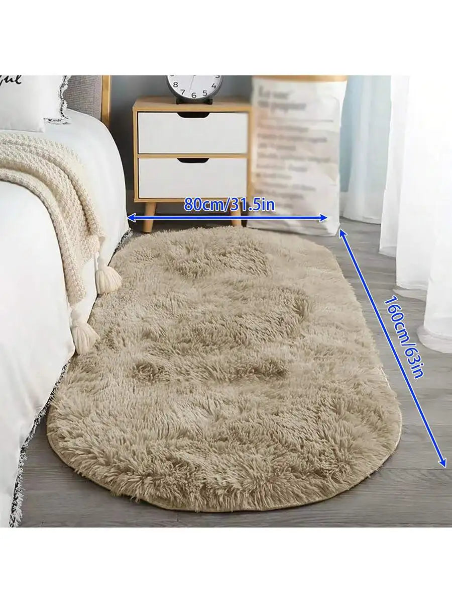 1pc Soft & Fluffy Oval Non-Slip Water-Resistant Carpet