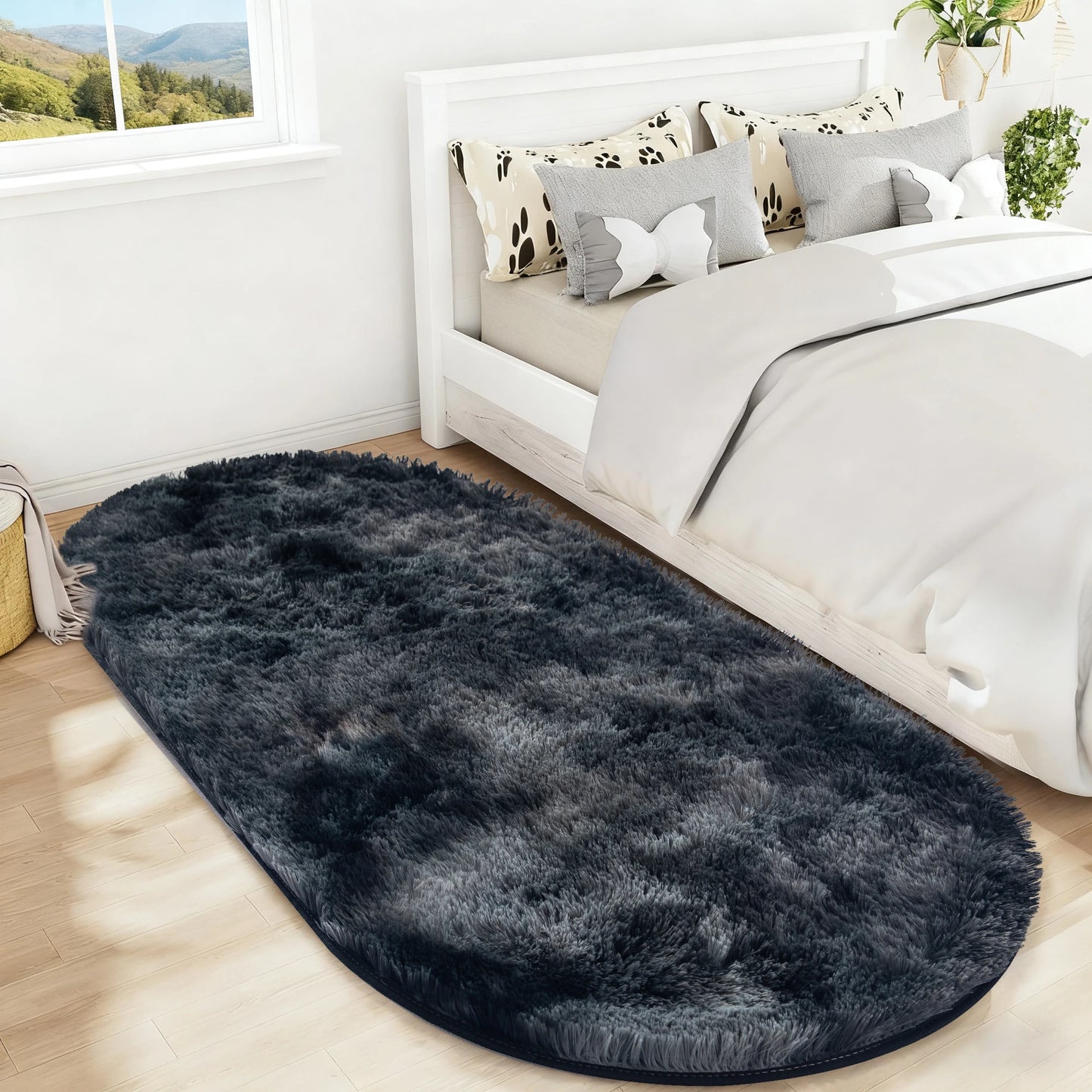 Fluffy Oval Rug Carpets for Living Room Home Decoration Warm Floor Mat