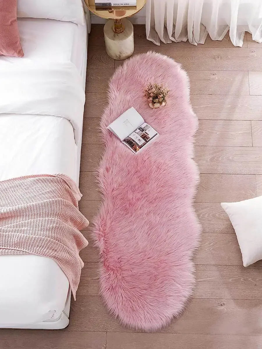 1PC Soft Faux Fur Rug White Fluffy Area Rug For Living Room